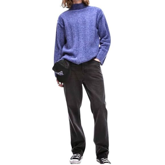 TOPMAN NWT fluffy funnel neck rib sweater in Blue Size multiple - Picture 1 of 5